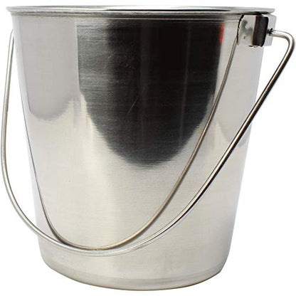 800101 4 Quart Stainless Steel Pail Bonka Bird Toys Durable Shiny Pets Food Water Liquid Treat Feed - size: (4) Quart