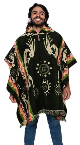 Alpaca Land, Handmade Ecuadorean Alpaca Wool Ponchos - color: Green Pomasqui