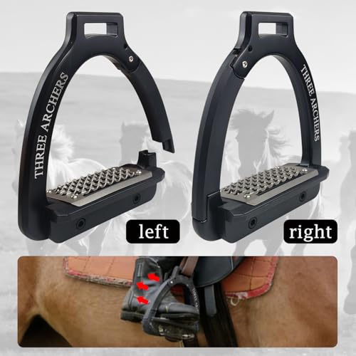 THREE ARCHERS Safety Stirrups Side Opening Design for English Saddle - color: black