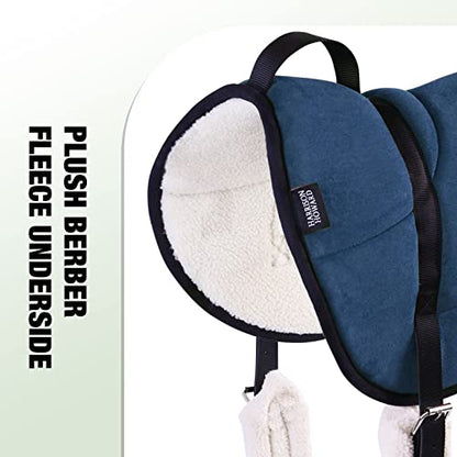 Harrison Howard Equestrian Saddle Pad Horse Riding Pad Bareback Pad with Girth - color: Midnight Blue