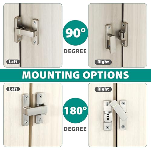 Mooche Sliding Barn Door Lock, 90/180 Degree Flip Door Lock Latch, Silver - color: Silver