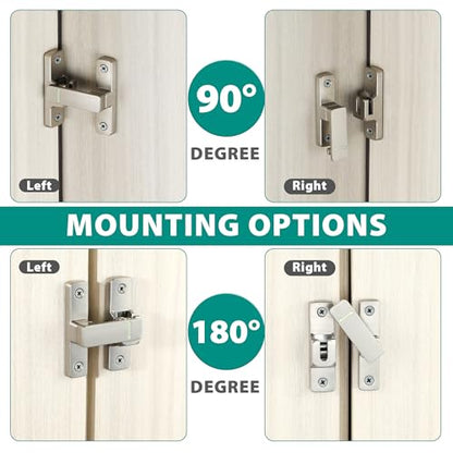 Mooche Sliding Barn Door Lock, 90/180 Degree Flip Door Lock Latch, Silver - color: Silver