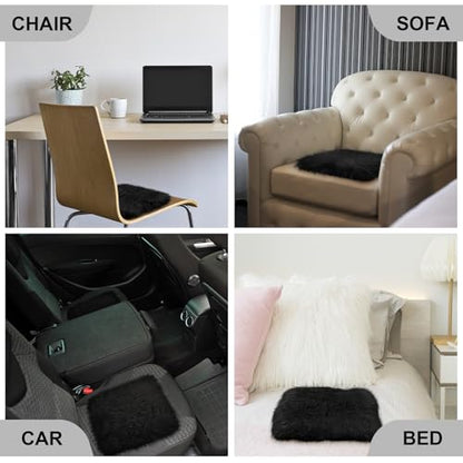 Drydiet 2 Pcs Natural Sheepskin for Bed Sores 17x17 in,Square,Black - color: Black, style: Square