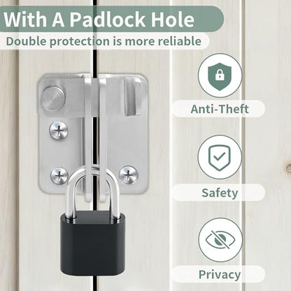 Mooche Flip Latch Gate Latch with Padlock Hole, Brushed-1Pack 2.48"*2.08" - color: Brushed, size: 1 pack-Stainless Large size