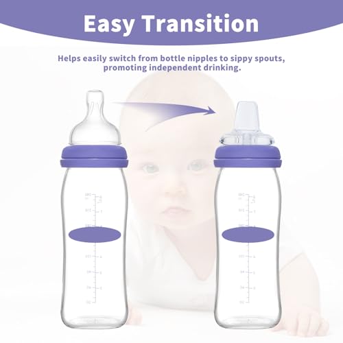 6 Packs Sippy Spout Nipples Compatible with Lansinoh Bottles, Soft Replacement Spout, Clear Silicone Sippy Cup Nipples, Transition from Bottle to Cup, No Spill and Comfortable, Easy to Clean, 6m+