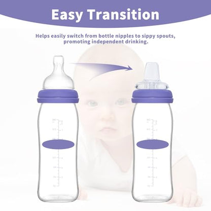 6 Packs Sippy Spout Nipples Compatible with Lansinoh Bottles, Soft Replacement Spout, Clear Silicone Sippy Cup Nipples, Transition from Bottle to Cup, No Spill and Comfortable, Easy to Clean, 6m+