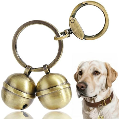 2 Extra-Loud Copper Dog Bells for Medium-Large Dog Collars - color: Glossy Bronze, size: Large
