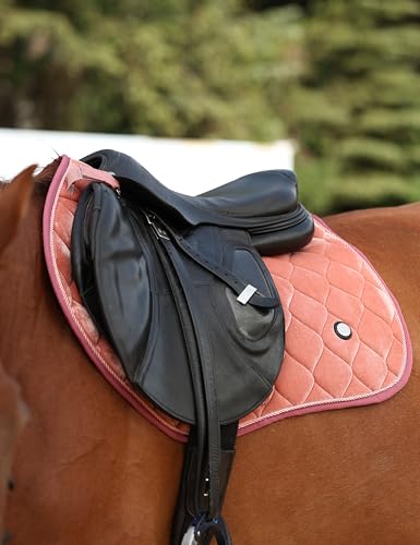 Harrison Howard Close Contact Horse Saddle Pad for Jumping, w/Velvet Hue - color: Light Salmon Pink