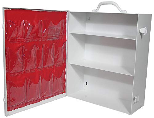 Medique Products First Aid Cabinet with Pockets, Medical Storage with 3 Shelves - 712MTM, White, Full Size