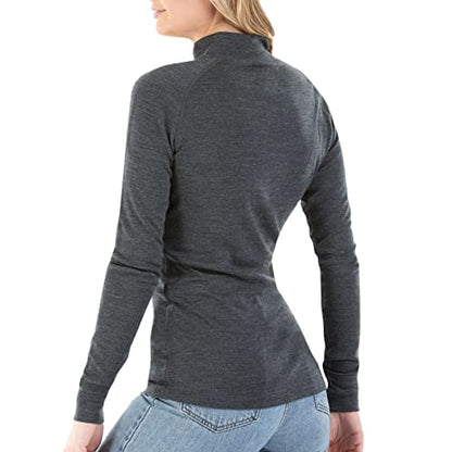 MERIWOOL Womens Base Layer 100% Merino Wool Midweight 250g Half Zip Sweater for Women - color: Charcoal Gray, size: Medium