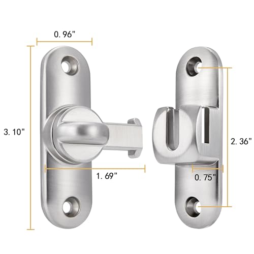 Silvery 90/180 Degree Barn Door Latches,Flip Gate Lock - color: Silvery