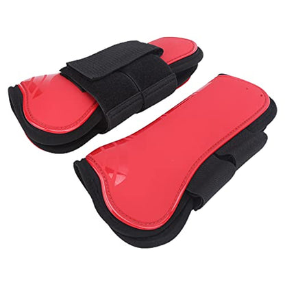 Horse Tendon Boots for Riding and Jumping, PU Shell Protectors with Elastic Neoprene, Nylon Fastener, Red Front and Hind Boots to Prevent Leg Injuries - size: A pair of front legs