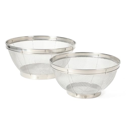 Martha Stewart Covello Stainless Steel Mesh Colander Set 2-Pieces, Silve