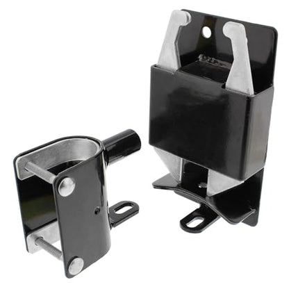 2-Way Lockable Gate Latch, Heavy Duty Automatic Slam Latch for 1.62" to 2" Round Tube Metal Gates, Double Direction Fence Gate Hardware for Livestock Cattle Pasture, Black