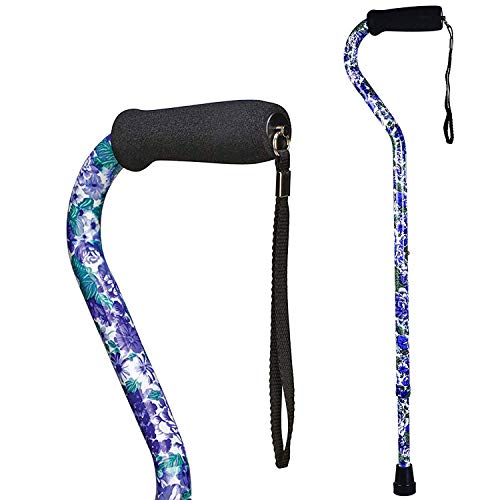 DMI Adjustable Designer Cane with Offset Handle - color: Purple Flowers, size: 1 Count (Pack of 1)