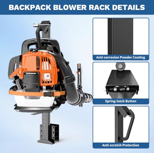 Heavy Duty Backpack Blower Rack for Truck & Trailer, Black - color: Black