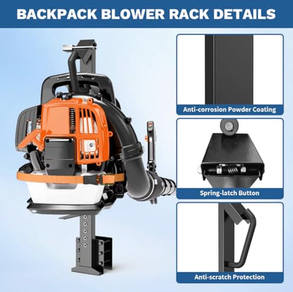 Heavy Duty Backpack Blower Rack for Truck & Trailer, Black - color: Black