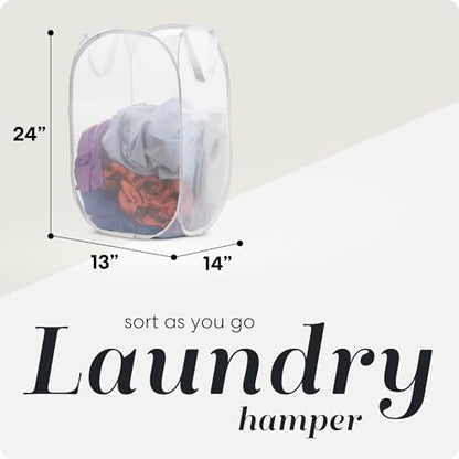 Handy Laundry Pop Up Laundry Hamper 71L Sturdy Collapsible Mesh (White) - color: White, 1-PACK
