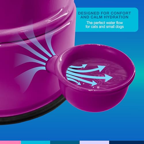 Pet Water Dispenser for Dogs and Cats, 47.3 oz – Gravity-Fed Aluminum Water Bowl, Prevents Wet Fur, Provides Continuous Fresh Water, Electrostatic Coated Finish, Vida Mansa (Violet) - color: Violet