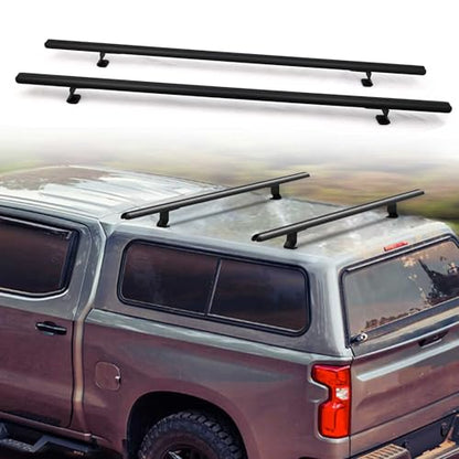 MELIPRON Heavy Duty Truck Topper Roof Rack for Truck Cap, 500LB Capacity | 50" Aluminum Ladder Rack Fit Camper Shell and Truck Caps, Ideal for Kayaks, Canoes, Camping Gear and Outdoor Adventure - size: 50"