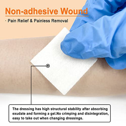 Carbou Calcium Alginate Wound Dressing, 4"x4" Patches, 10 Sterile Pads - size: 4x4 In (Pack of 10)