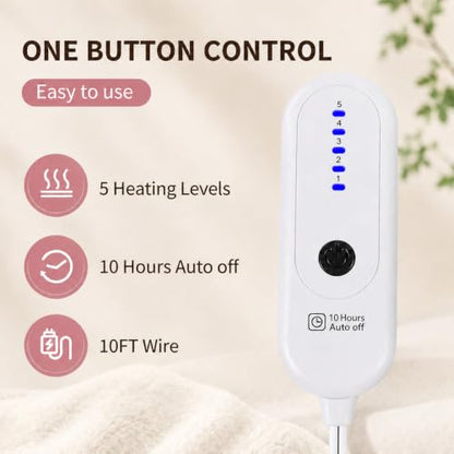 Heated Blanket Electric Blanket Twin Size, Fast Heating & Overheating Protection, Ultra Soft Heated Throw Blanket Twin Size with 5 Heating Levels & 10 Hours Auto Off, 62"x84", White - color: White, size: Twin-62"x84"