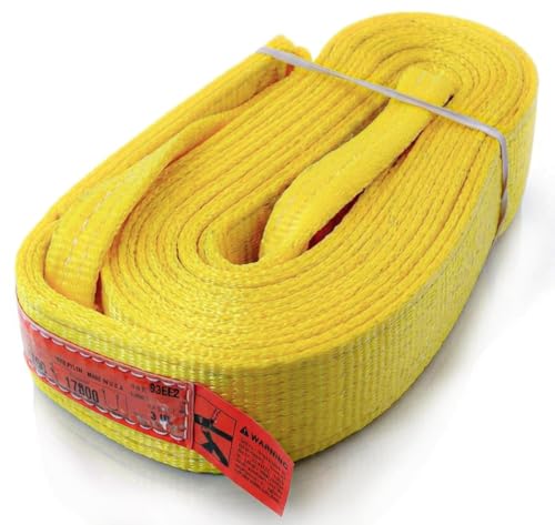 DD Sling 3 Inch x 20 Foot Nylon Lifting Sling – USA Made, 8,900 lb Vertical, 7,200 lb Choker, 17,800 lb Basket – 2-Ply Heavy Duty 900 Webbing, Type 4 Twisted Eye & Eye Rigging Sling - size: 3 in x 20 ft