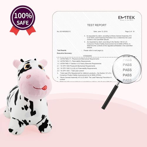INPANY Bouncy Cow, Plush Cow Hoppers Toys for 2-4 Kid, Indoor & Outdoor Fun - color: Black and White