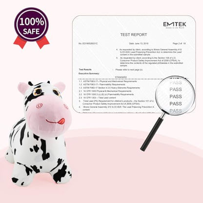 INPANY Bouncy Cow, Plush Cow Hoppers Toys for 2-4 Kid, Indoor & Outdoor Fun - color: Black and White