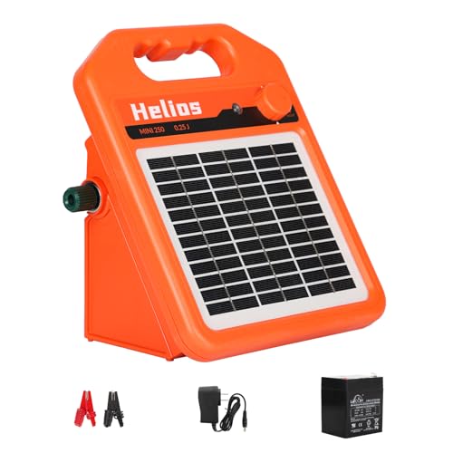 ANDMON MINI250 15 Miles Solar Electric Fence Charger, 0.25 Joule Solar Fence Charger for Livestock, Pigs, Horses, Cattle Sheep, Solar Powered Electric Fence with Day or Night Mode, Easy Installation - size: MINI250