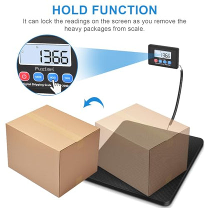 Fuzion Shipping Scale, 440LB x 10g High Accuracy Postal Scale, Hold & Tare - color: Black