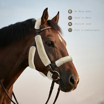 Soft Fleece Halter Covers for Horses Full-Cover Series (Cream) - color: Cream