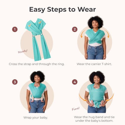 Momcozy Baby Wrap Carrier, Easy-On 2-Piece Design, Newborn to 33 lb - color: Lake Blue