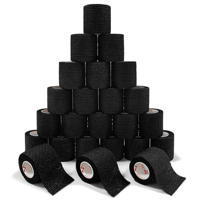 Carbou Self Adhesive Bandage Wrap 2" x 5yd 24ct Vet & Athletic Black - color: Black, size: 24 Count (Pack of 1)