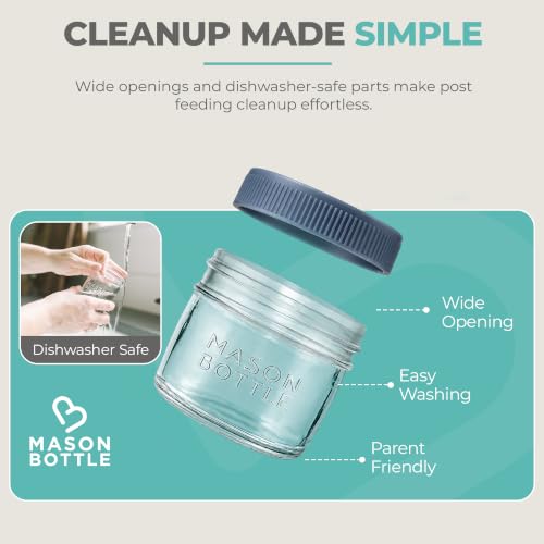 Mason Bottle Glass Breastmilk Storage Jars with Airtight Lids, 4oz,12-Pack - size: 4oz Jar Set (12 Pack)