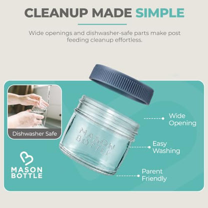 Mason Bottle Glass Breastmilk Storage Jars with Airtight Lids, 4oz,12-Pack - size: 4oz Jar Set (12 Pack)