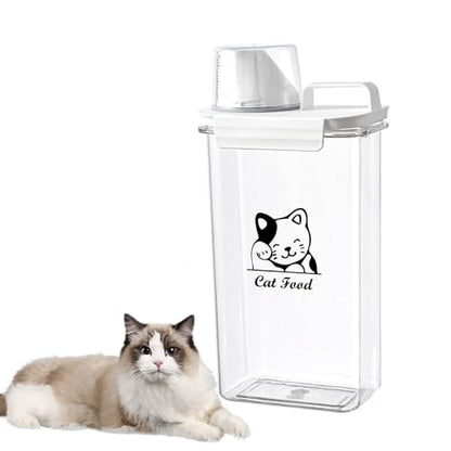 Cat Food Container 2.5L Clear Plastic Cat Food Storage 3 lbs Cat Food Portable Container with Pour Spout/Measuring Cup,Airtight Pet Food Dispenser Ideal for Travel,Camping,Picnic-BPA Free - color: Cat