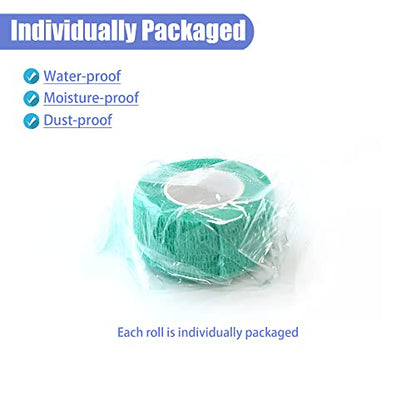 1 Inch Self Adhesive Bandage Wrap, 9 Pack, Middle Green - color: Middle Green, size: 1 Inch