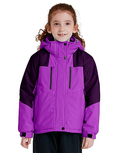 ZSHOW Girls' Ski Jacket Waterproof Fleece Raincoat Windproof Winter Coat - color: Purple, size: 8