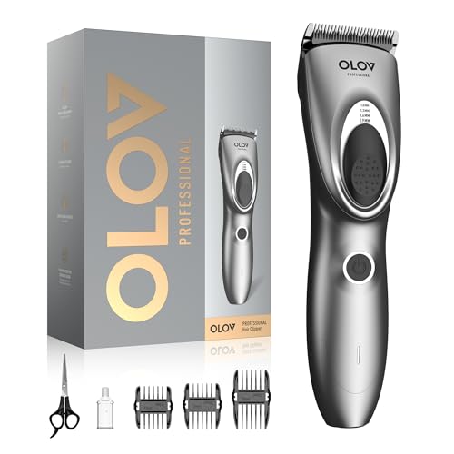 Hair Clippers for Men, Cordless Hair Clipper Kit, Adjustable 4 Length Setting, 2-Speed Settings, Replaceable Ceramic Blade Heads, Rechargeable Hair Clippers for Family (Grey) - color: Grey
