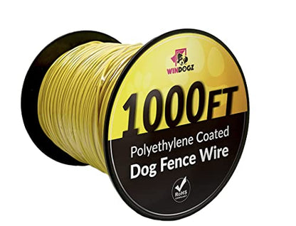 Dog Fence Wire for Electric Dog Fence System, 1000 ft, Covers 1 Acre Area, Easy to Install, Compatible with reputable Underground Fence Brands, Durable, 20 Gauge Wire .025 Polyethylene Coated - size: 1000 FT