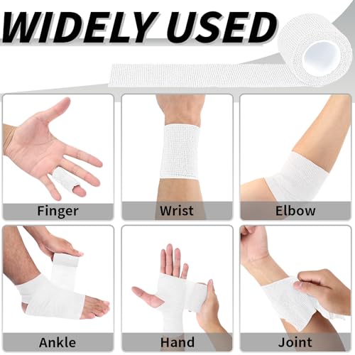 120 Pack White Vet Wrap Cohesive Bandage, 2 Inch x 5 Yards Self Adhesive Elastic Wrap Bulk, Breathable Bandage Tape for Dogs, Pets, Horses, Sports, Wrist, Ankle & First Aid