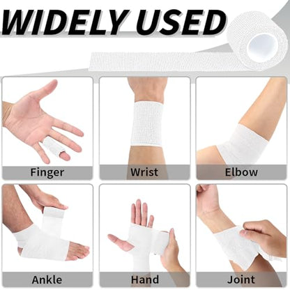 120 Pack White Vet Wrap Cohesive Bandage, 2 Inch x 5 Yards Self Adhesive Elastic Wrap Bulk, Breathable Bandage Tape for Dogs, Pets, Horses, Sports, Wrist, Ankle & First Aid