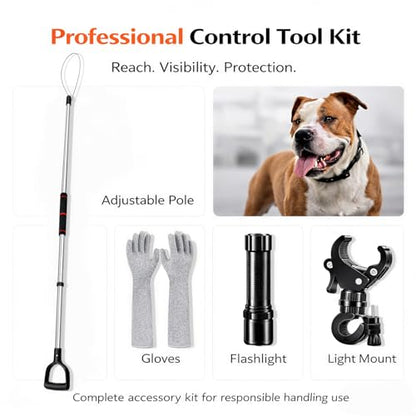 Animal Catch Pole Control Tool – 60"-92" Adjustable Noose Pole Animal Control Kit for Dogs, Feral Cats & Medium Wildlife Handling with Safety Accessories