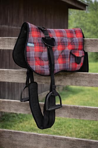 Horse Neoprene Padded Anti-Slip Bareback Saddle Pad Blue Plaid 39TS04 - color: Red Plaid, size: 21.5" (Spine) x 20" (Drop)