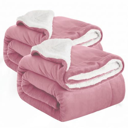 IR Imperial Rooms 2 Pack Queen Sherpa Blankets 90x90 Hotels Baby Pink - color: Baby Pink, size: Full/Queen (Pack of 2)