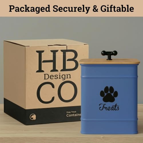 Dog Treat Container Airtight, 6"W x 8"H, Powder Coated, 12 Cup Capacity - color: Blue