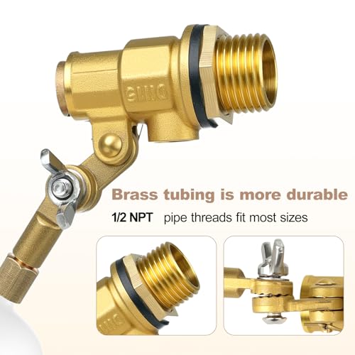 2Pcs 1/2 Inch Brass Water Float Valve-Pool Auto Fill Float Valve-Float Valve for Water Tank-Garden Hose Float Valve, Automatic Water Level Control for Pool, Pond, Fountain, Aquarium