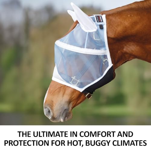 Schneiders X-Spand Mosquito Mesh Sun Visor Fly Horse Mask | 40% UV Shield | X-Spand Spandex Jaw for Secure Fit | Forelock Saver Design