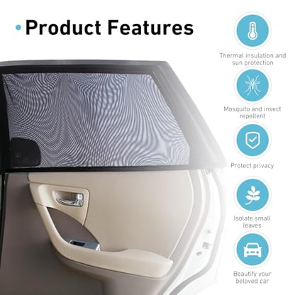 4 PCS Car Side Window Shades, Sun Blocking Dustproof Shield for Baby Kids, High-Density Mesh Privacy Protection Curtain, Foldable Cover for Front & Rear Windows (Black)